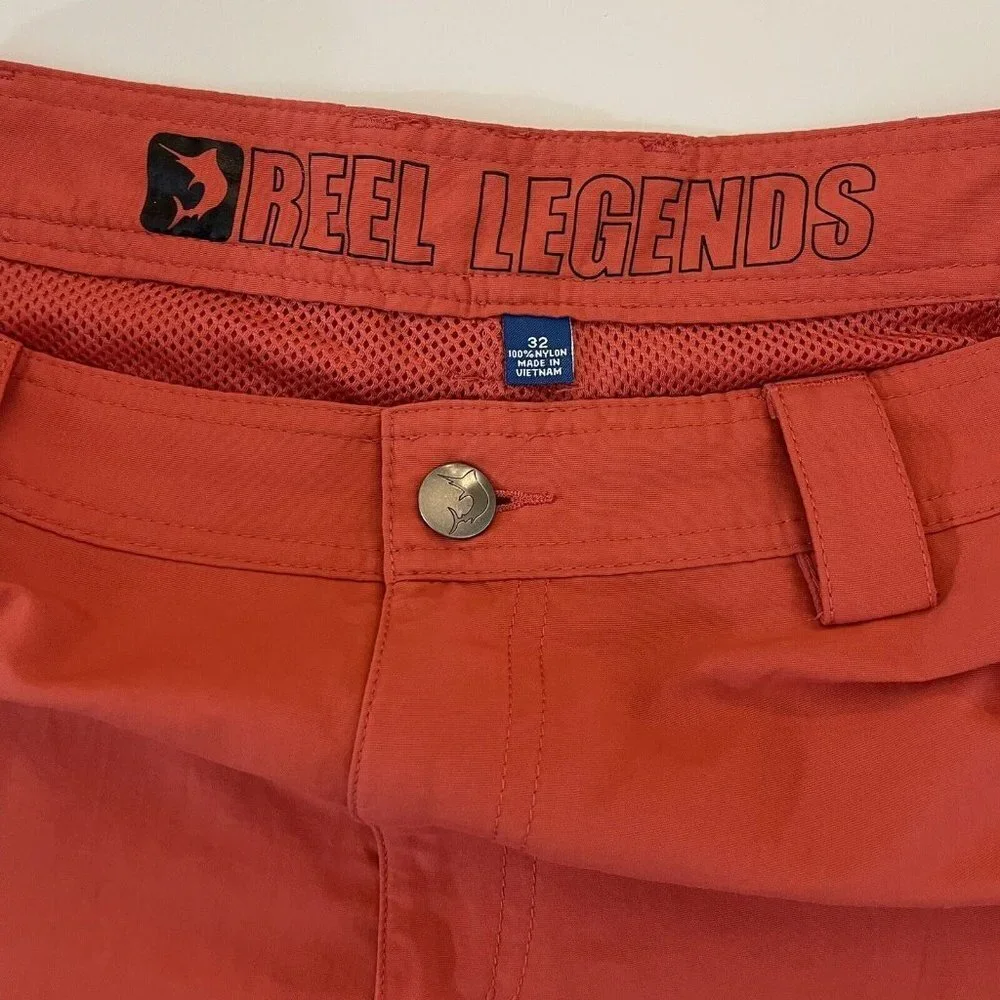 Reel Legends Hybrid Shorts Mens‎ Size 32 Red Orange Casual